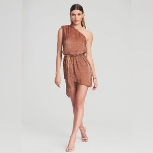 RETROFETE Gabrielle Sequined Wrap Dress in Bronze Size M -$675